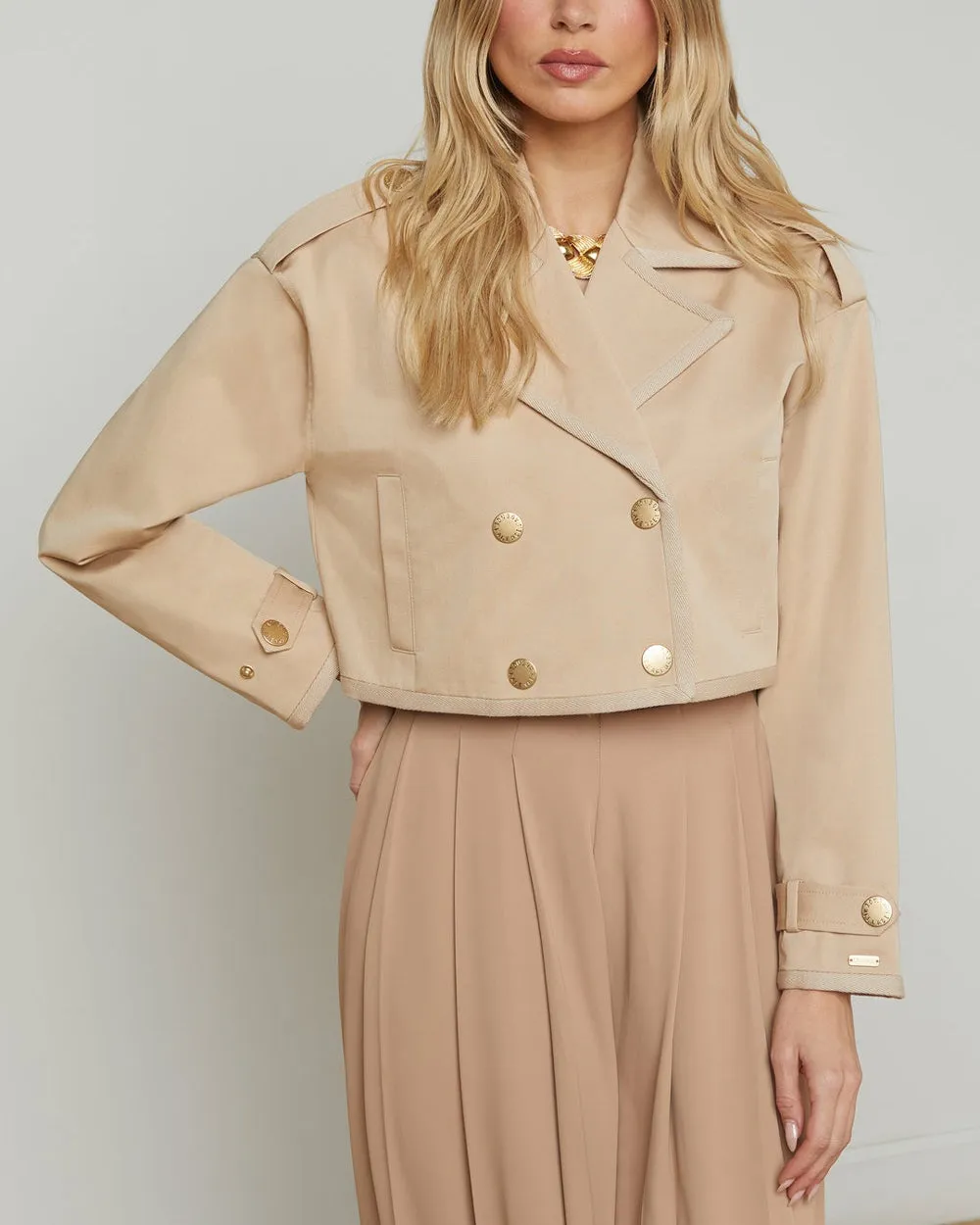 Doeskin and Ikebana Kento Crop Trench Coat