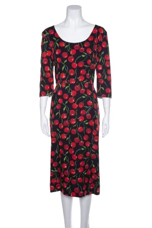Dolce & Gabbana Black and Red Cherry Print Dress SZ N/A