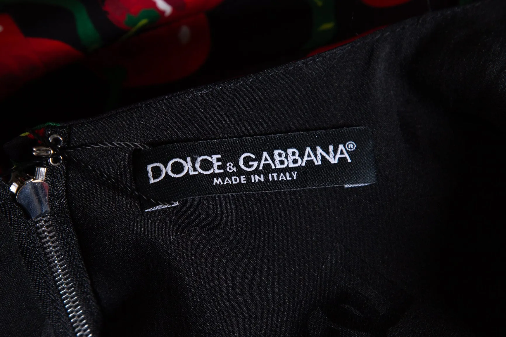 Dolce & Gabbana Black and Red Cherry Print Dress SZ N/A