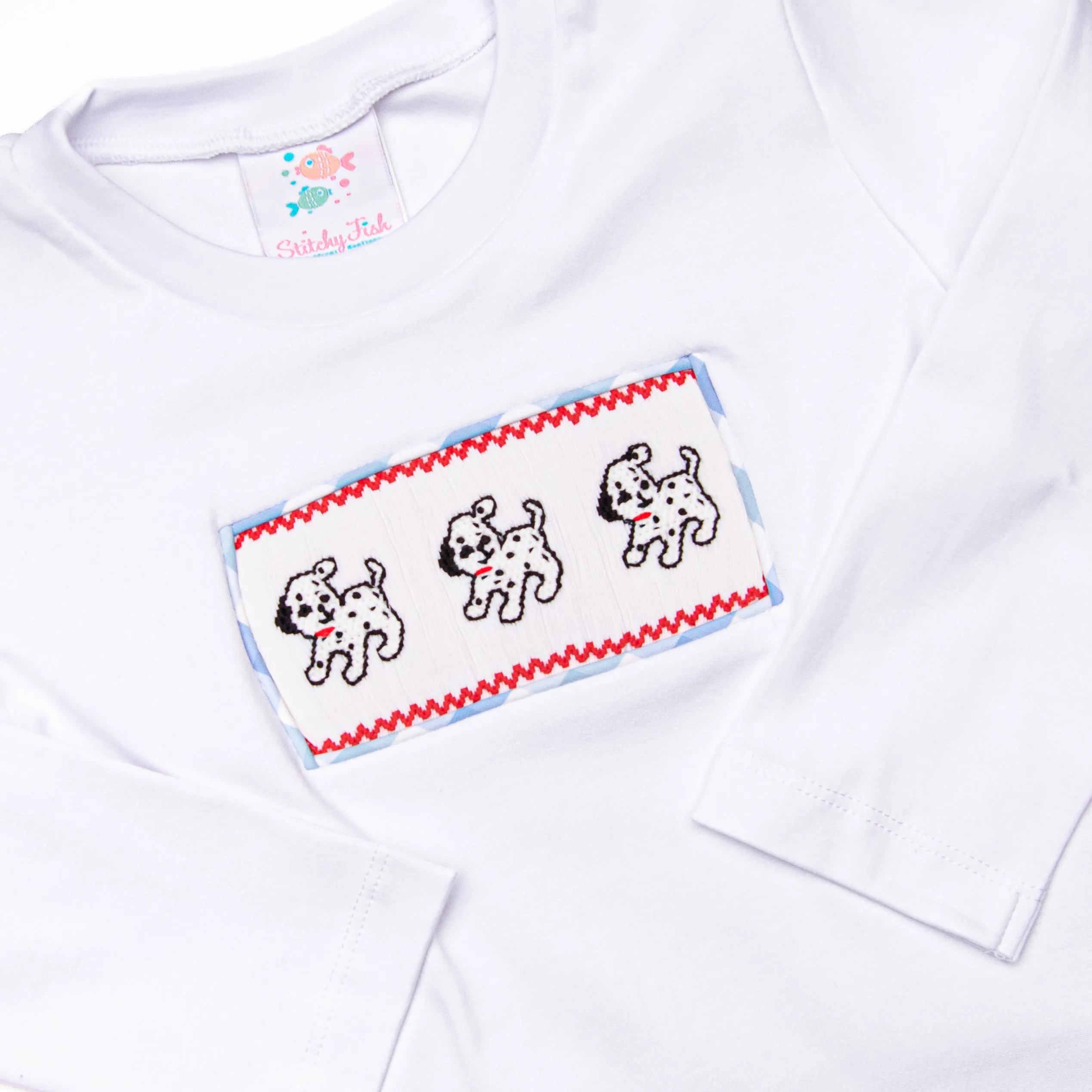 Dotted Dalmatians Smocked Pant Set, Blue
