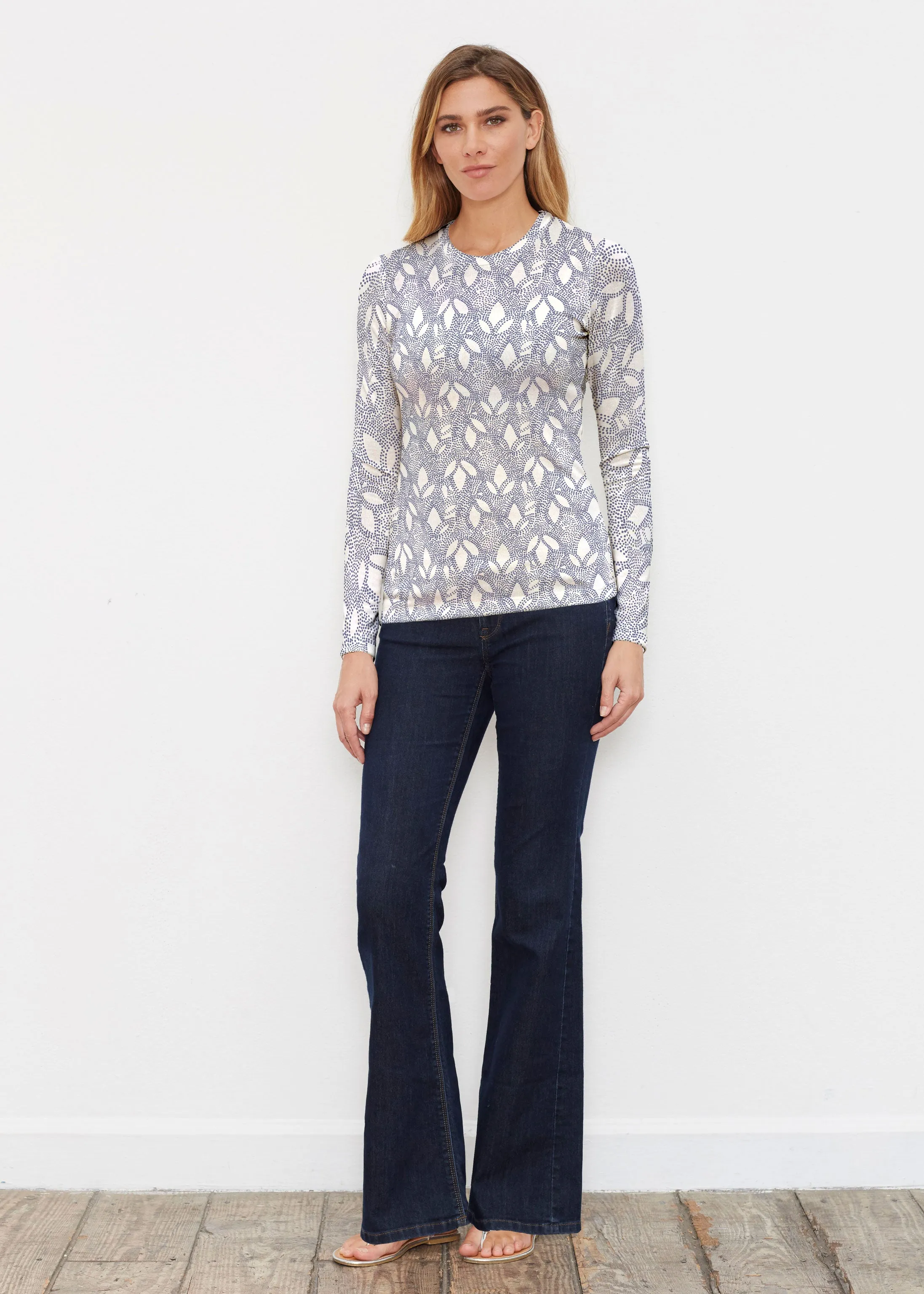 Dottie Combo Navy (7688) ~ Butterknit Long Sleeve Crew Top