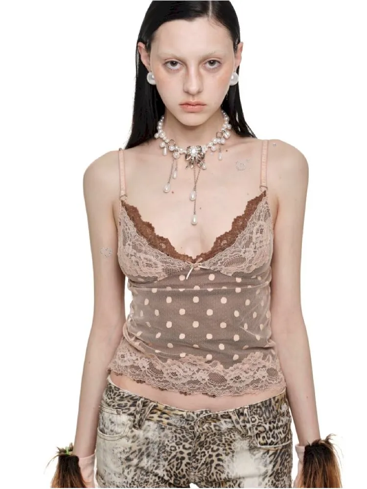 Double Layer Polka Dot Lace Inner Tops【s0000011587】