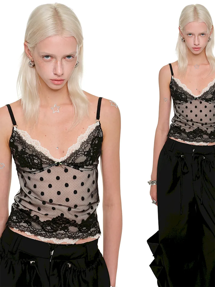 Double Layer Polka Dot Lace Inner Tops【s0000011587】