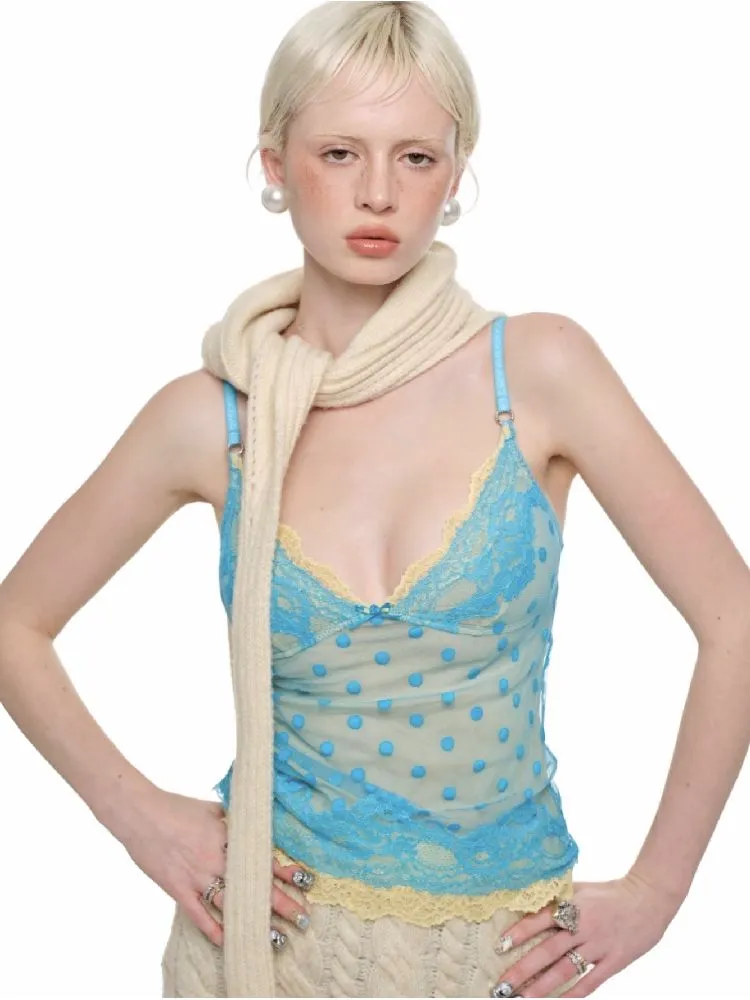 Double Layer Polka Dot Lace Inner Tops【s0000011587】
