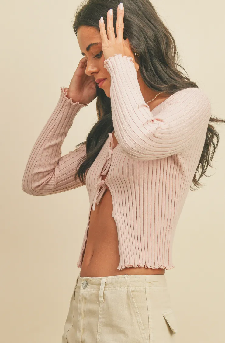 Double Tie Scalloped Knit Top