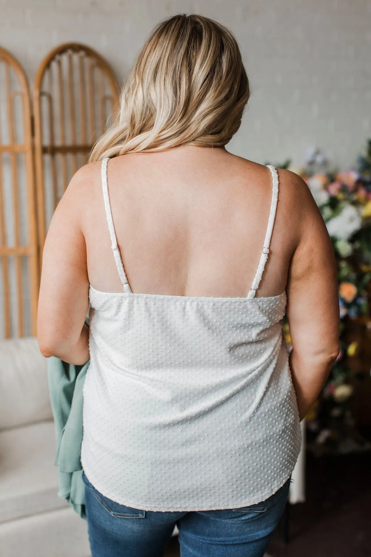 Ease Your Mind Swiss Dot Tank Top- White