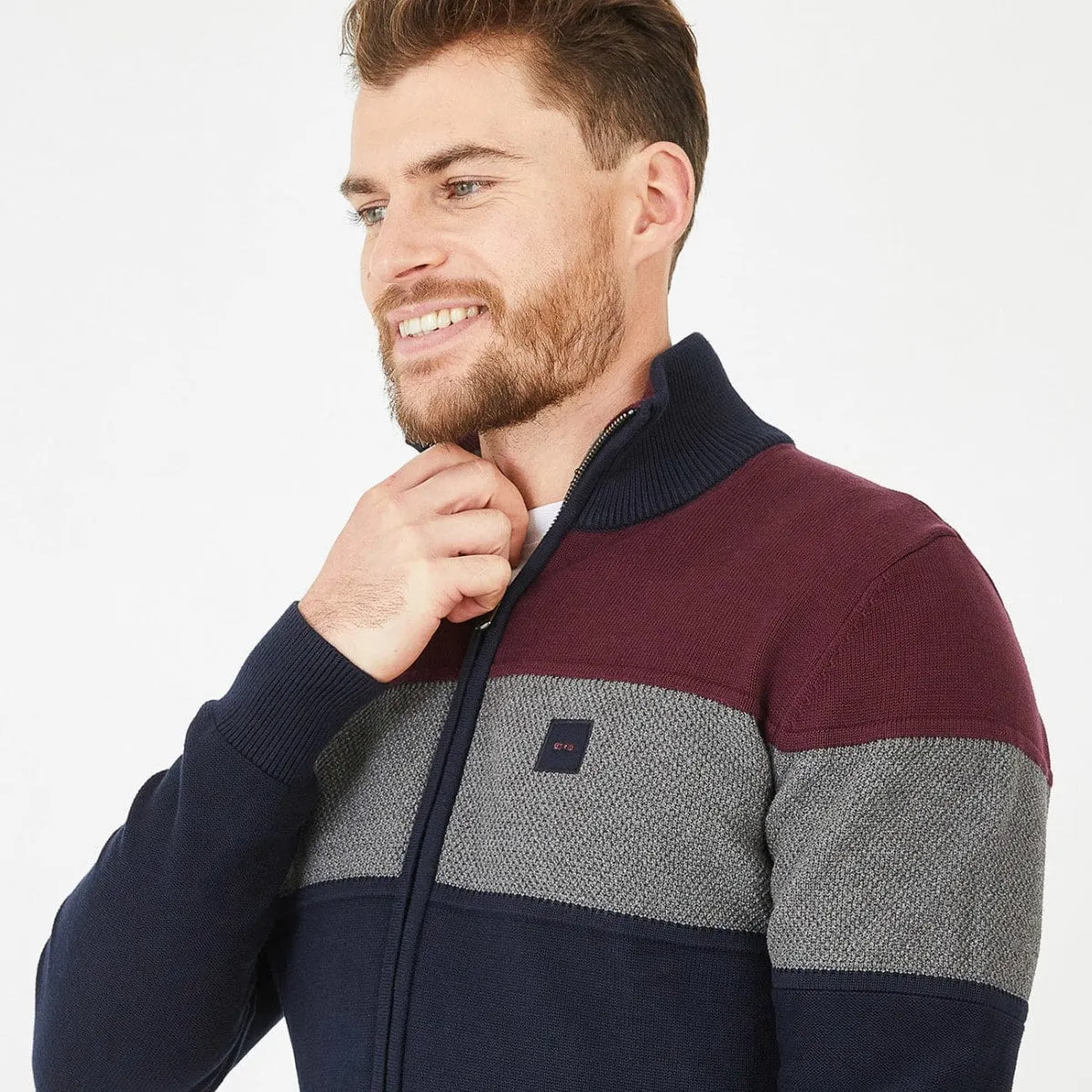 Eden Park Tricolour Cotton Cardigan