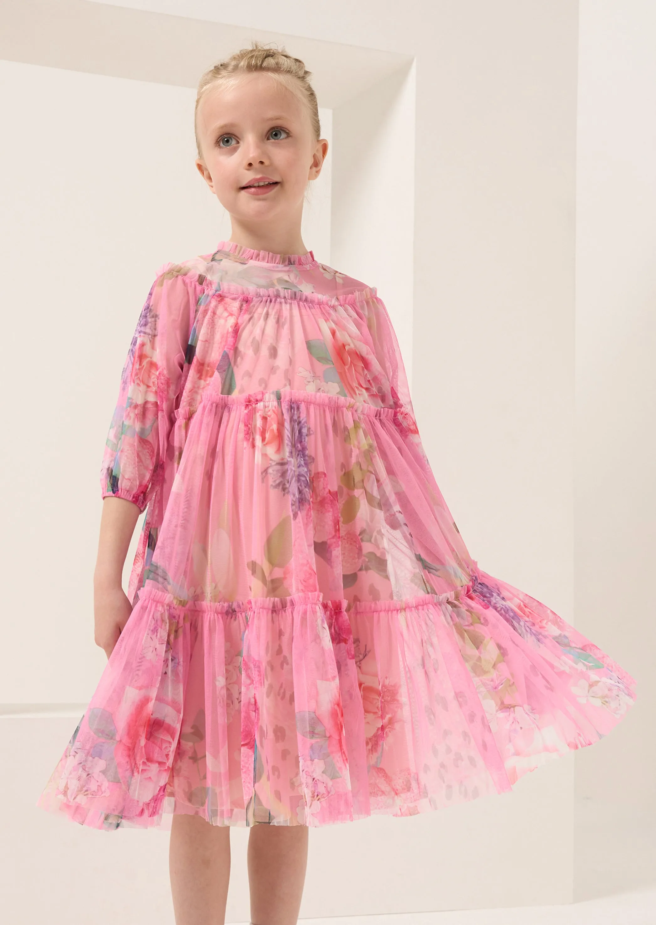 Eleanor Floral Print Mesh Dress