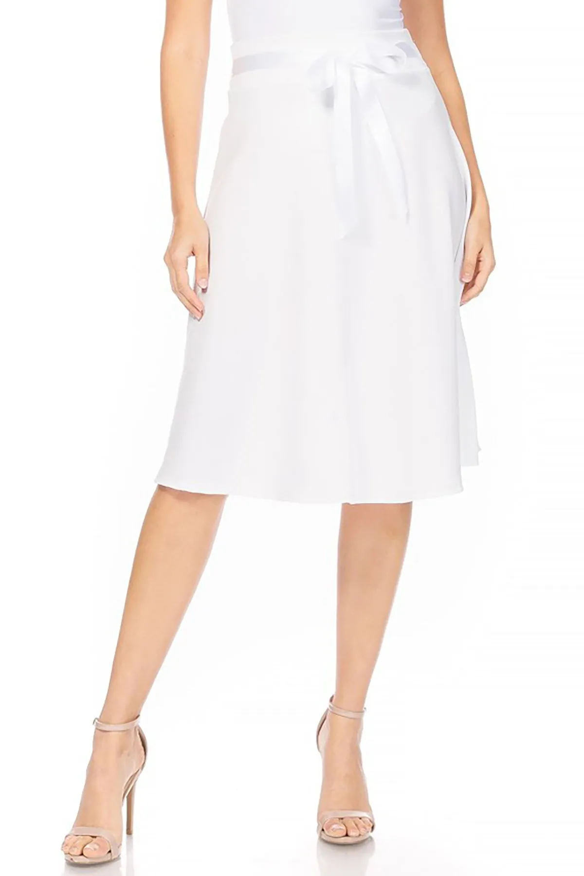 Elegant A-Line Midi Skirt - High Waist with Bow Tie Detail S500 $9Each