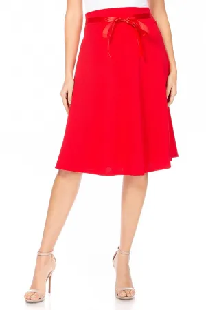 Elegant A-Line Midi Skirt - High Waist with Bow Tie Detail S500 $9Each