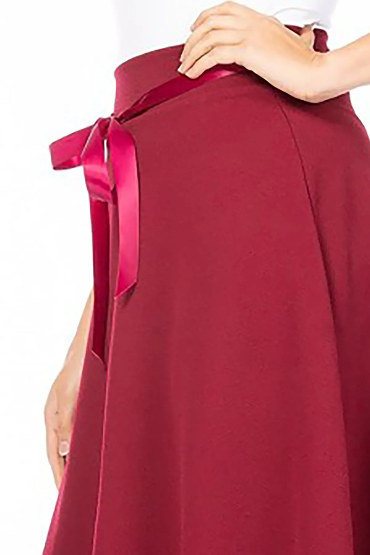 Elegant A-Line Midi Skirt - High Waist with Bow Tie Detail S500 $9Each