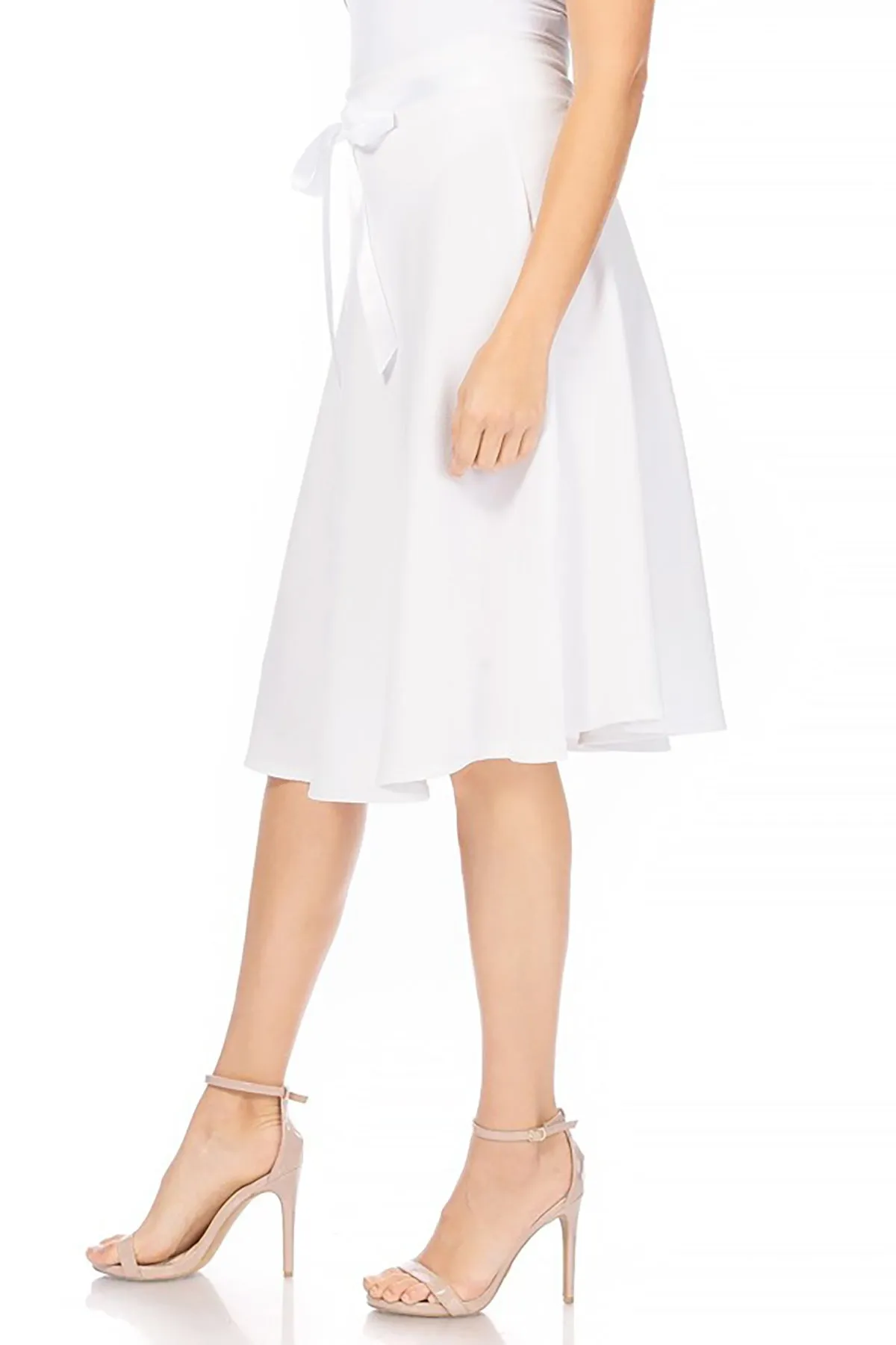 Elegant A-Line Midi Skirt - High Waist with Bow Tie Detail S500 $9Each
