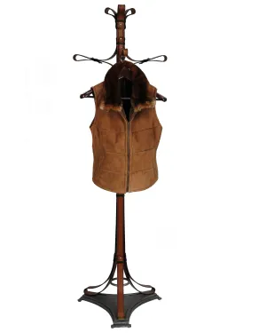 ELLEN.. S44541 - ZIPPED VEST Baby Lamb Suede/ Rex Rabbit Fur Collar/ Ironed Wool Interior