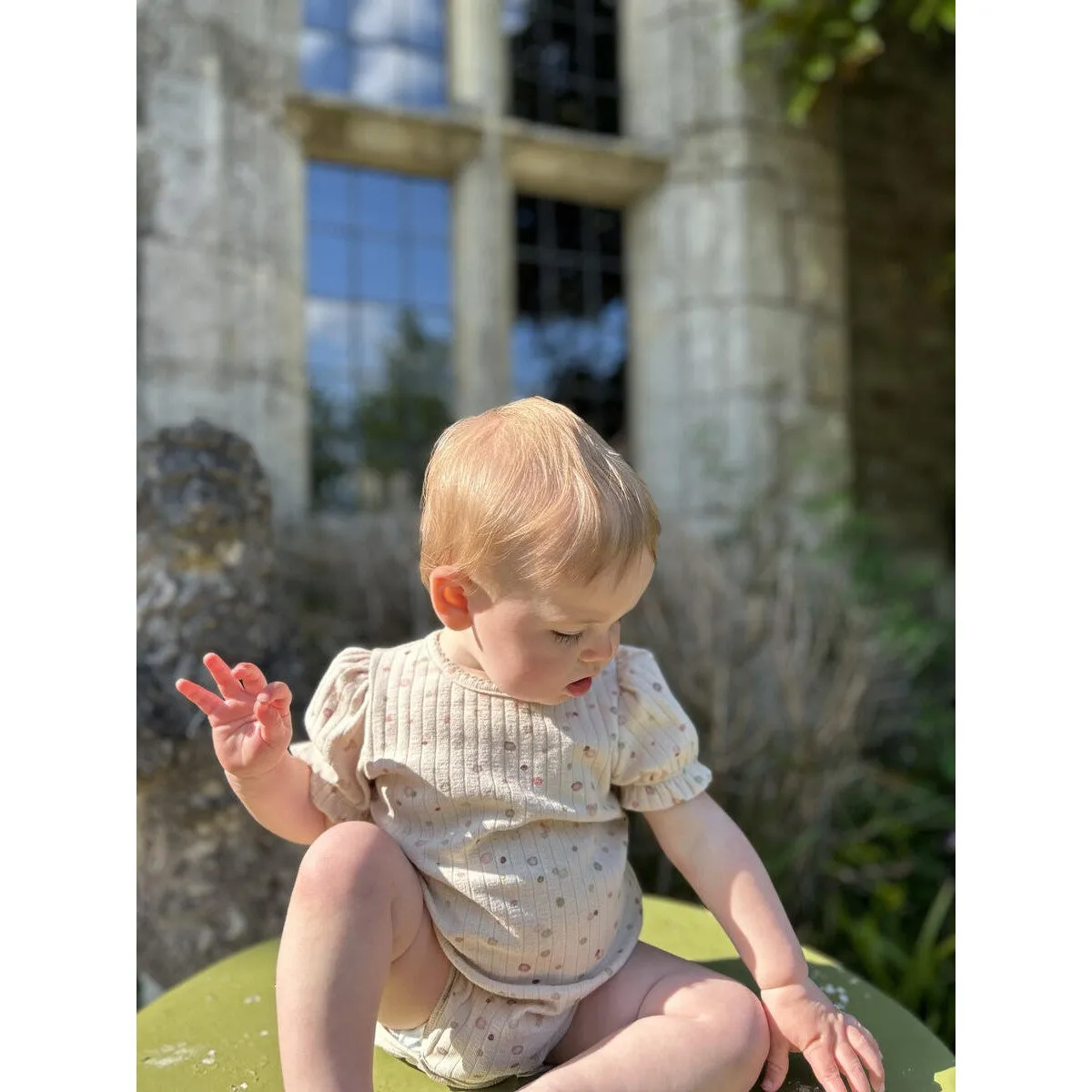 Ettie   H Cream Polka Dots Mia Onesie