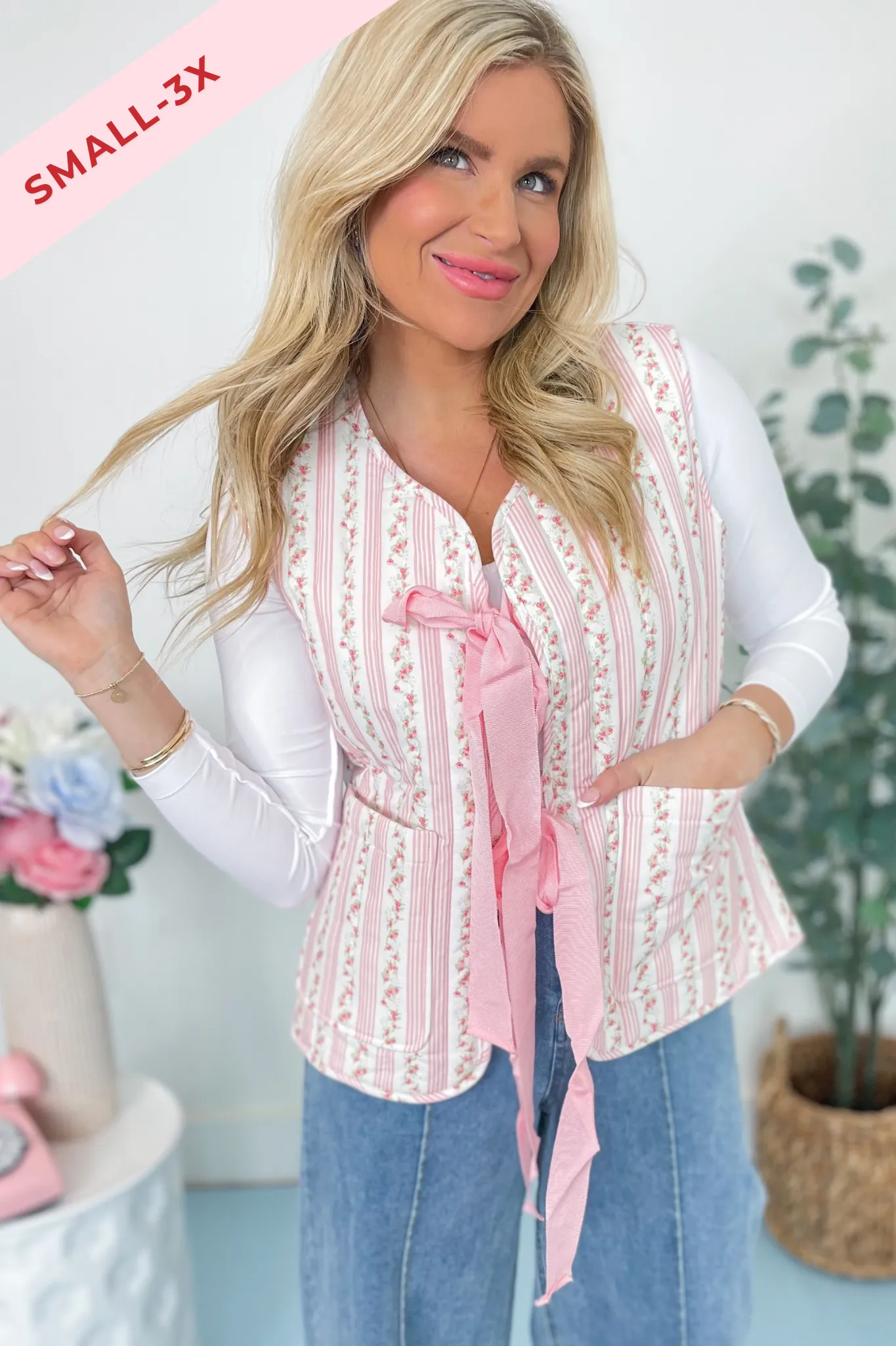 Evelynn Floral Tie Front Vest *FINAL SALE*