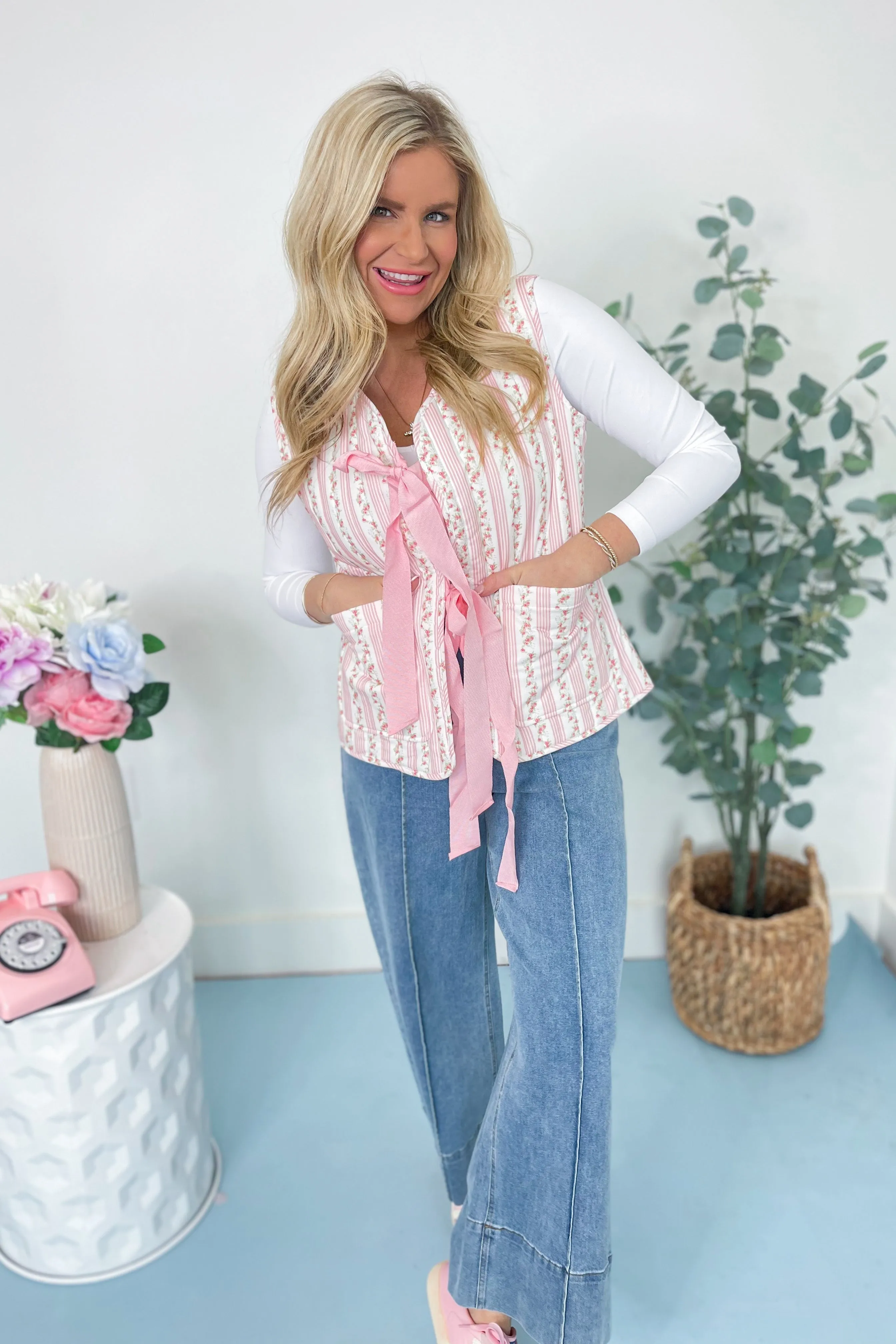 Evelynn Floral Tie Front Vest *FINAL SALE*