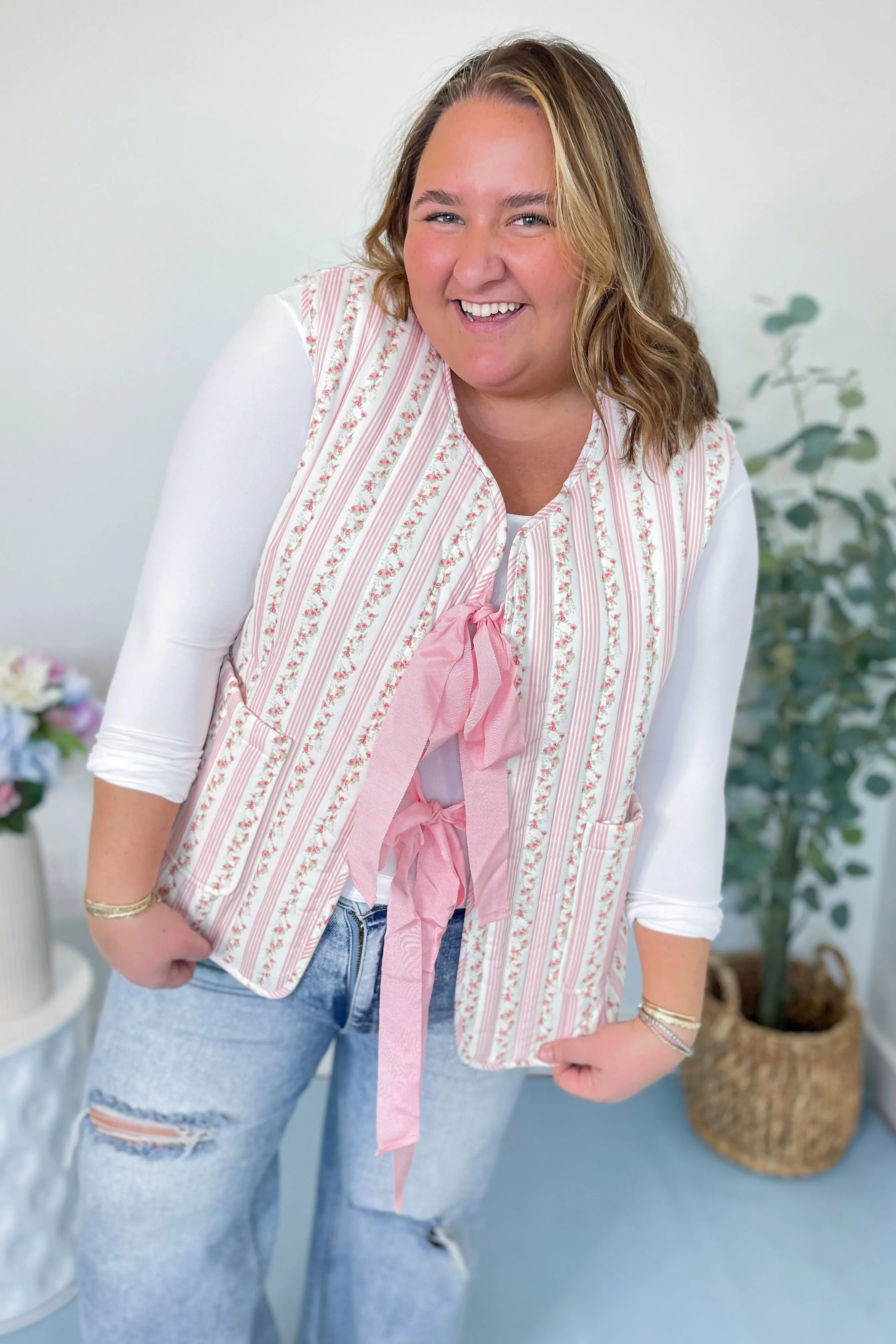Evelynn Floral Tie Front Vest *FINAL SALE*