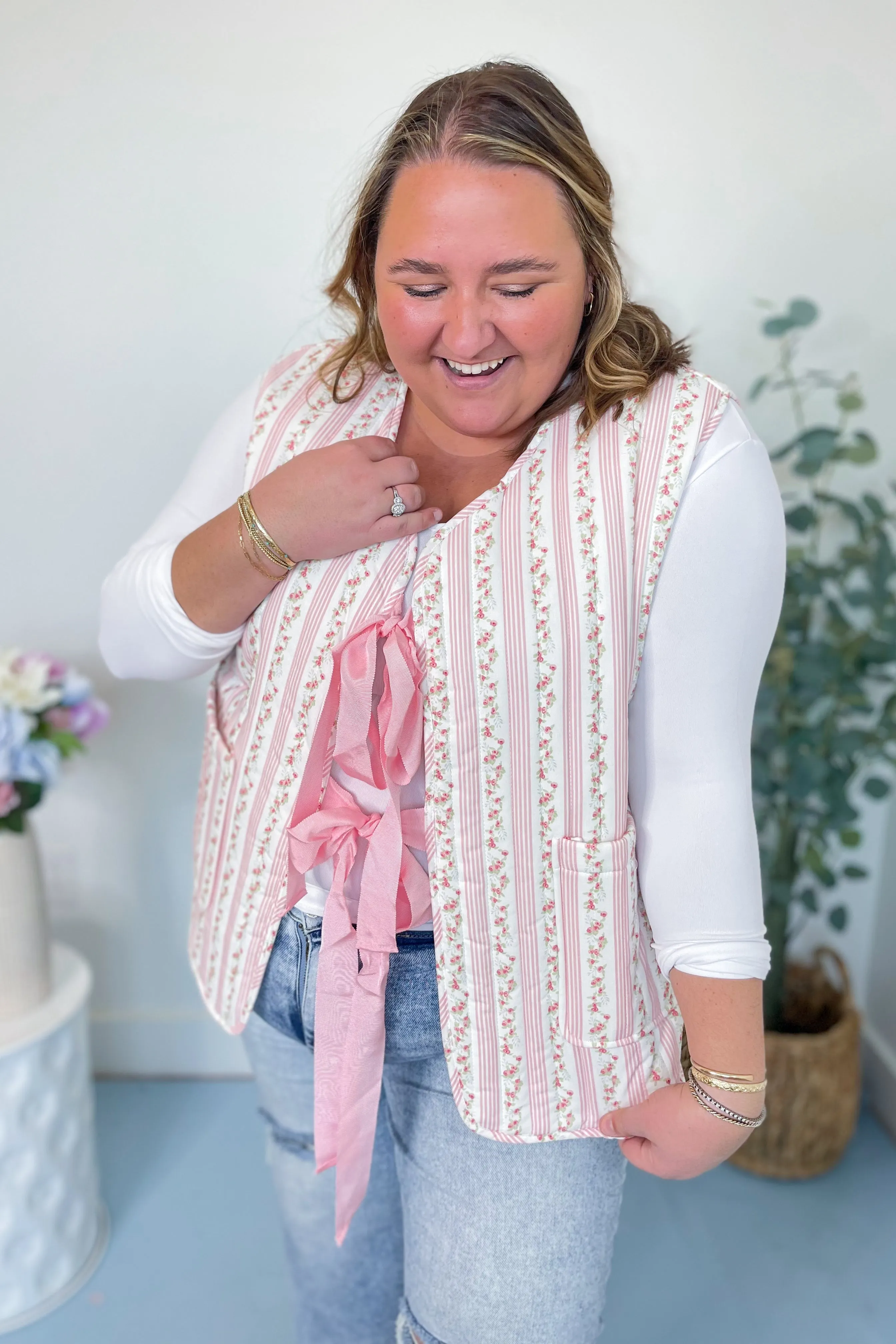 Evelynn Floral Tie Front Vest *FINAL SALE*