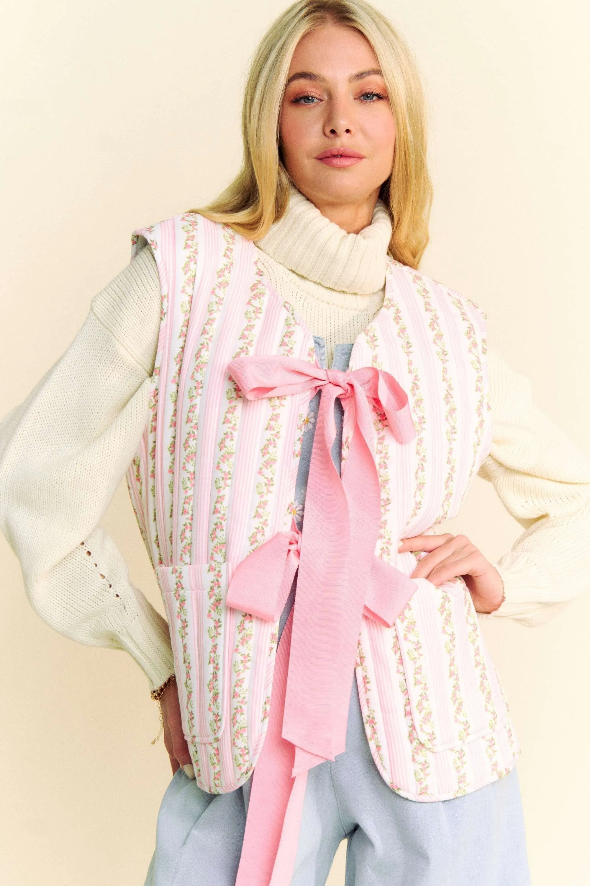 Evelynn Floral Tie Front Vest *FINAL SALE*