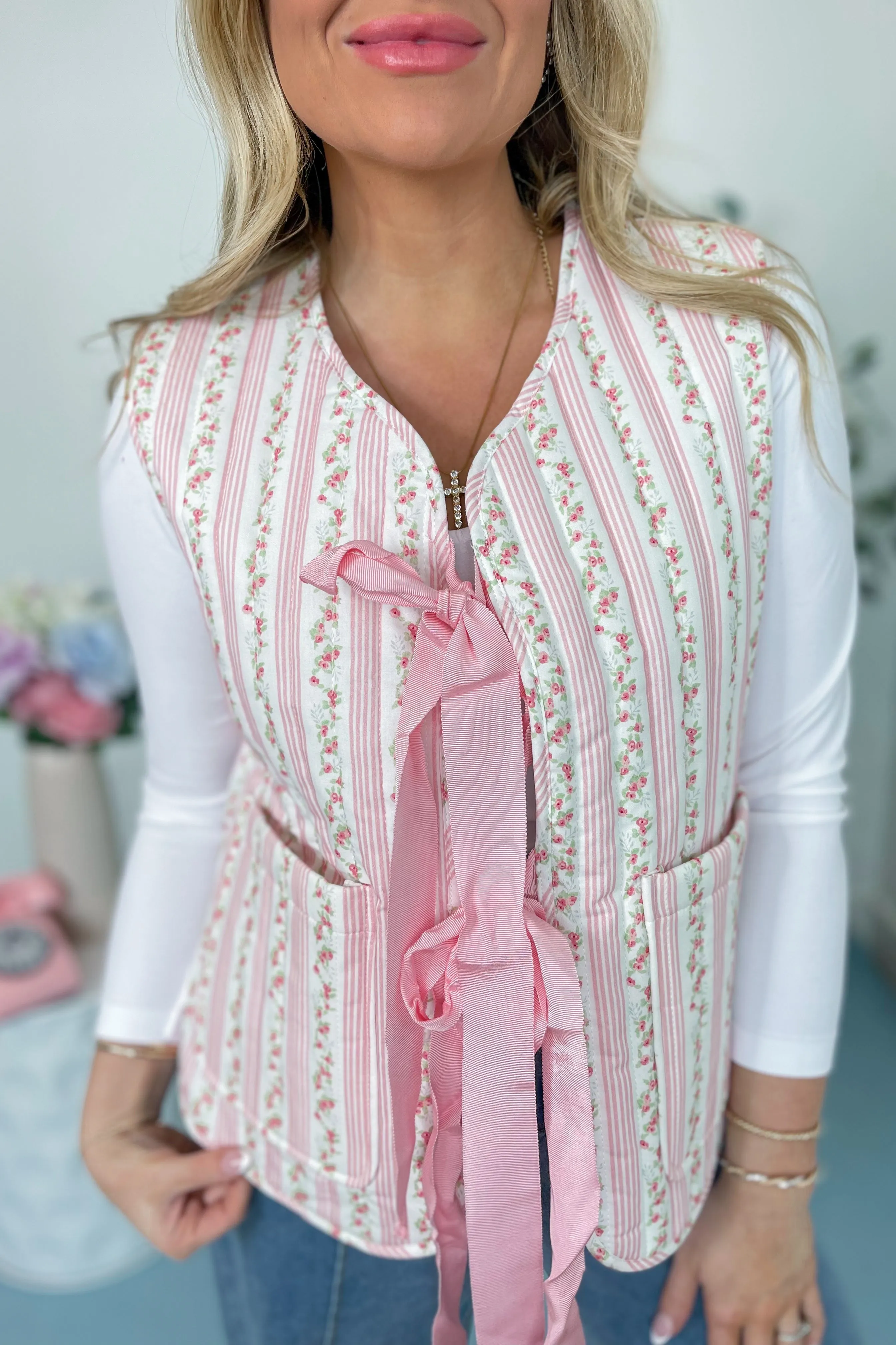 Evelynn Floral Tie Front Vest *FINAL SALE*