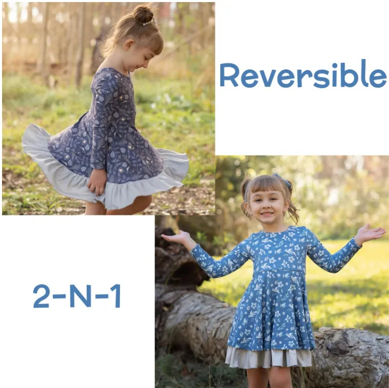Evie's Closet Fall Floral Reversible Knit Dress