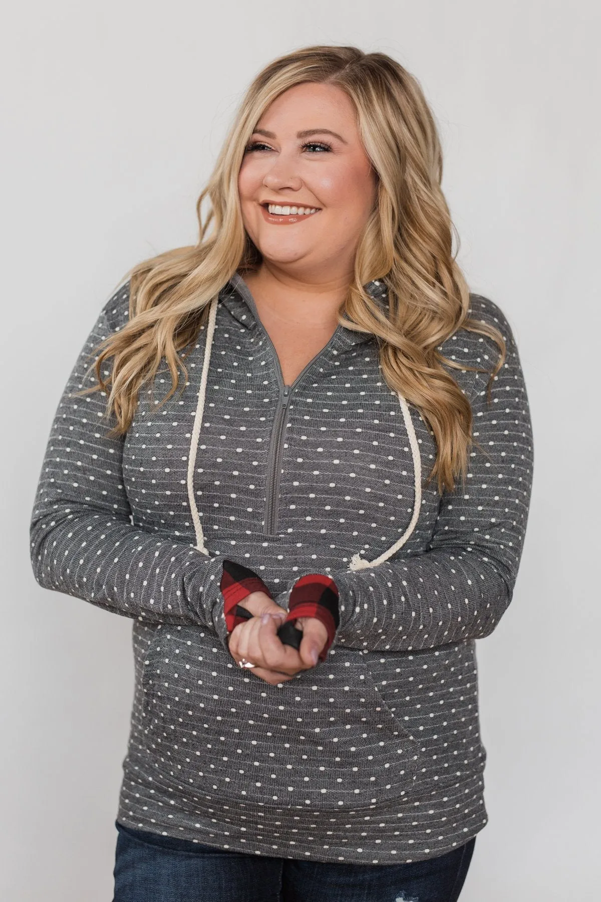 Exclusive Polka Dot & Buffalo Plaid Ampersand- Charcoal