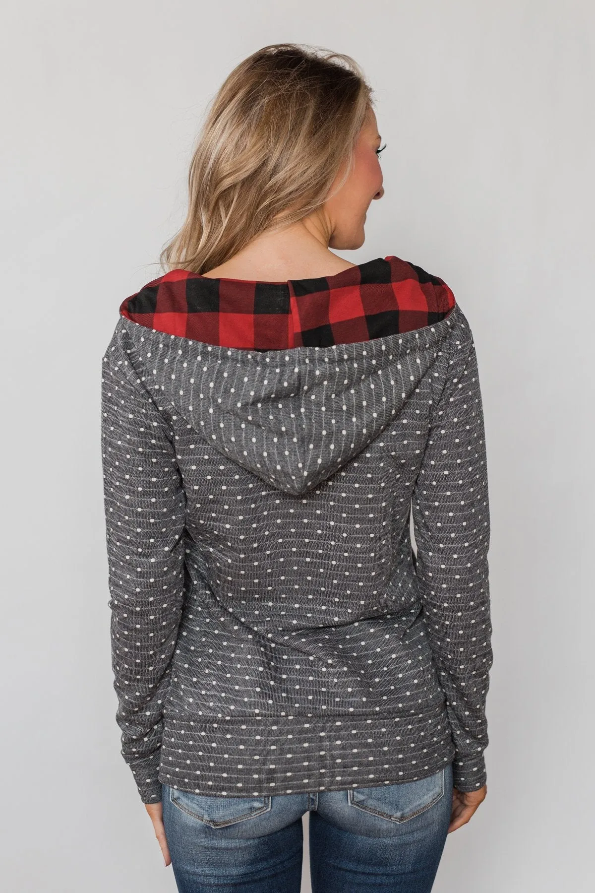 Exclusive Polka Dot & Buffalo Plaid Ampersand- Charcoal
