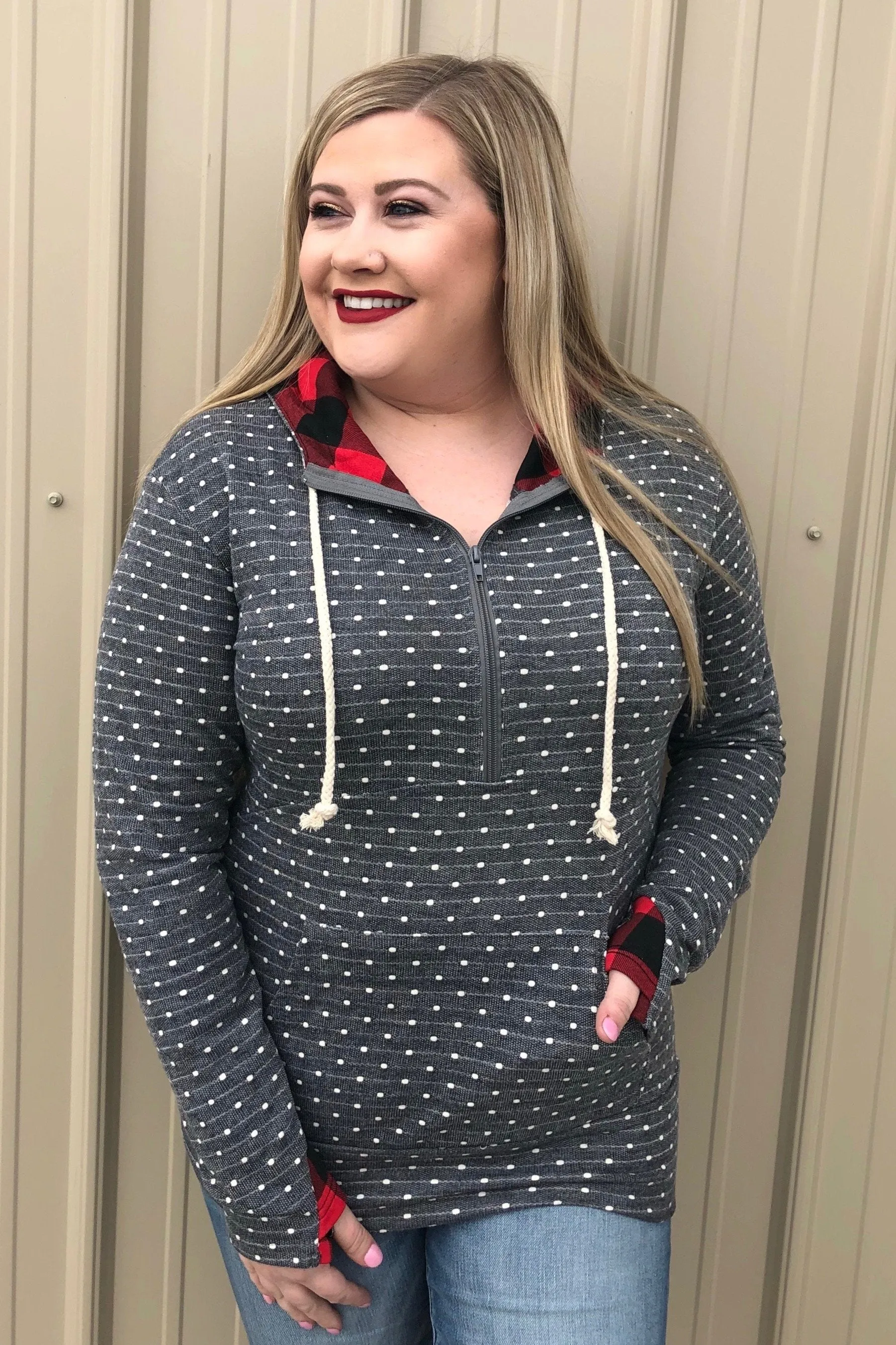 Exclusive Polka Dot & Buffalo Plaid Ampersand- Charcoal