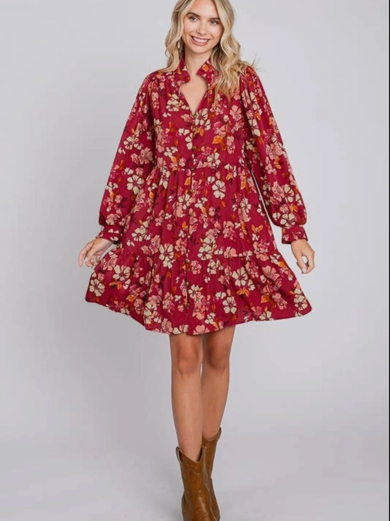 Fall Florals Dress: Berry