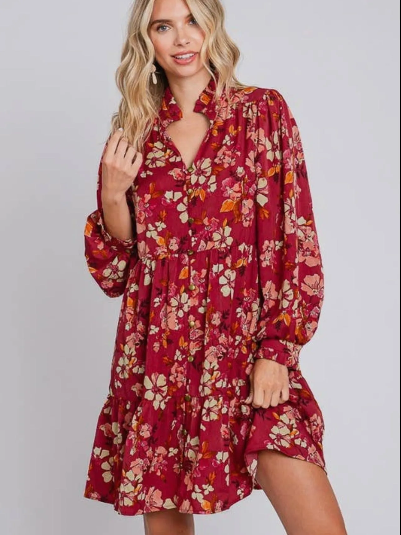 Fall Florals Dress: Berry
