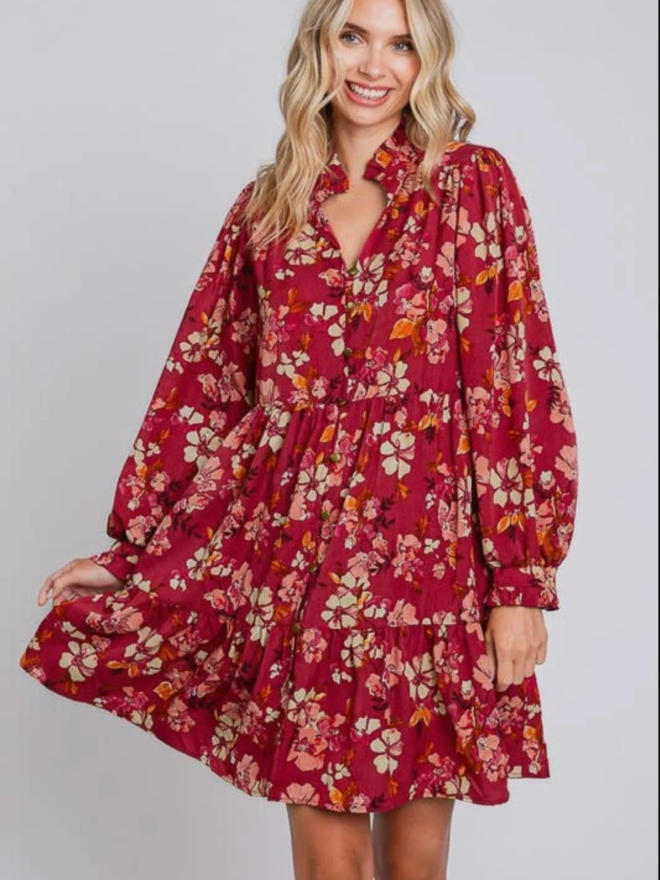 Fall Florals Dress: Berry