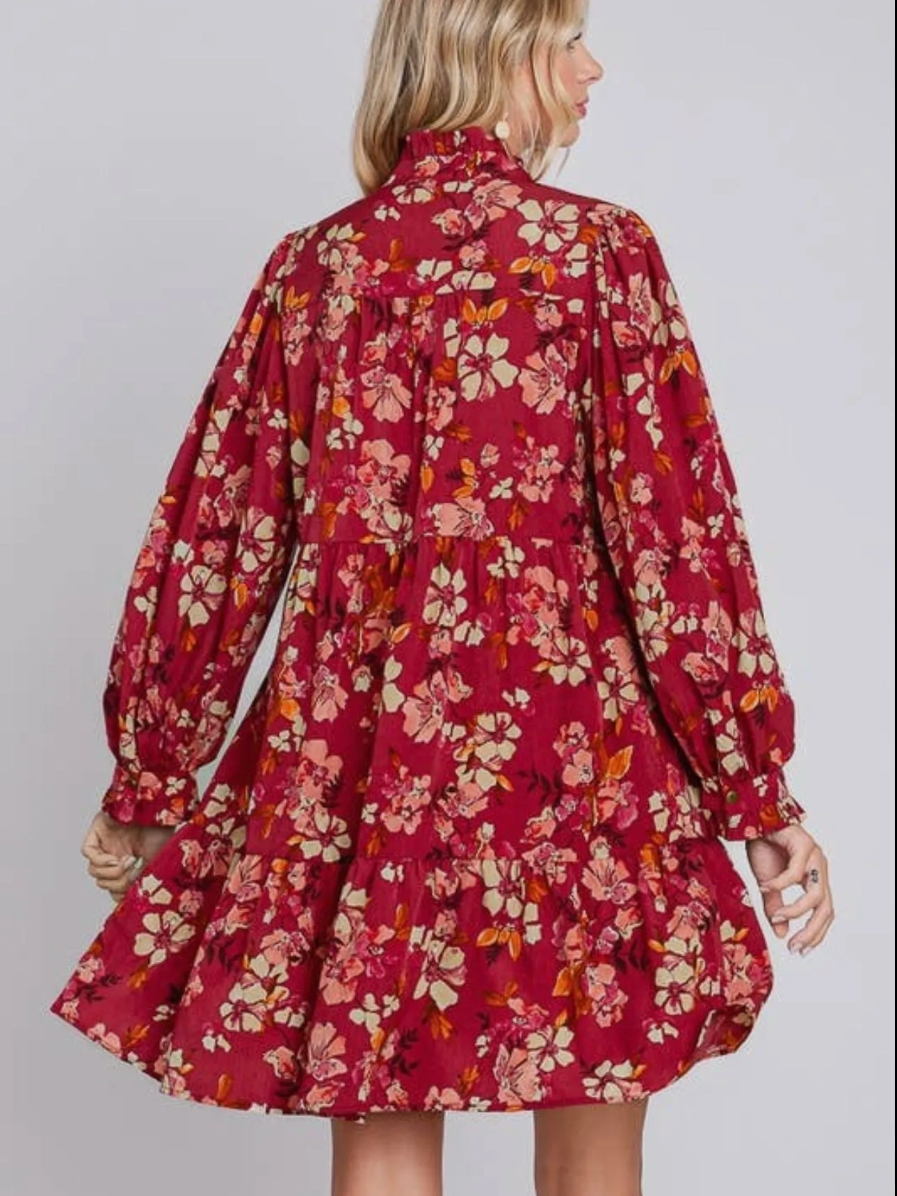 Fall Florals Dress: Berry