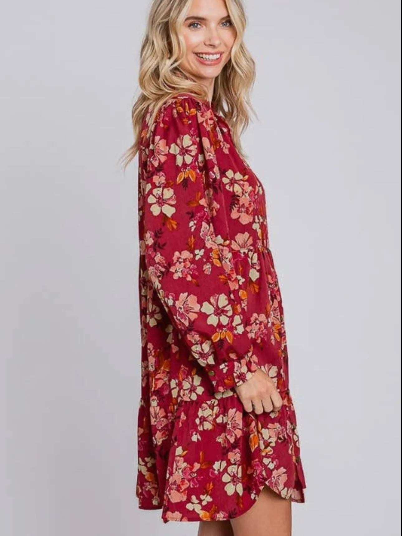 Fall Florals Dress: Berry