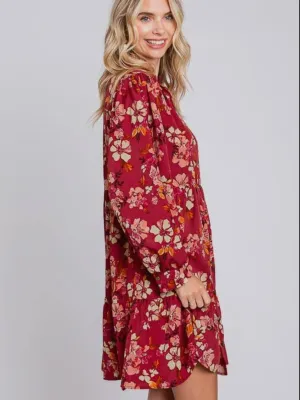 Fall Florals Dress: Berry