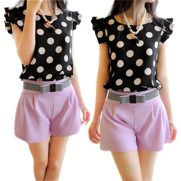 Fashion Girl Women Casual Chiffon Tshirt Short Sleeve Shirt T-shirt Tops