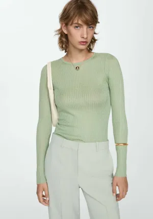 Fine ribbed knit sweater - Light/pastel Green