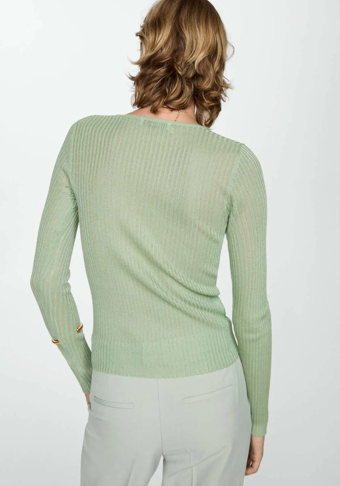 Fine ribbed knit sweater - Light/pastel Green