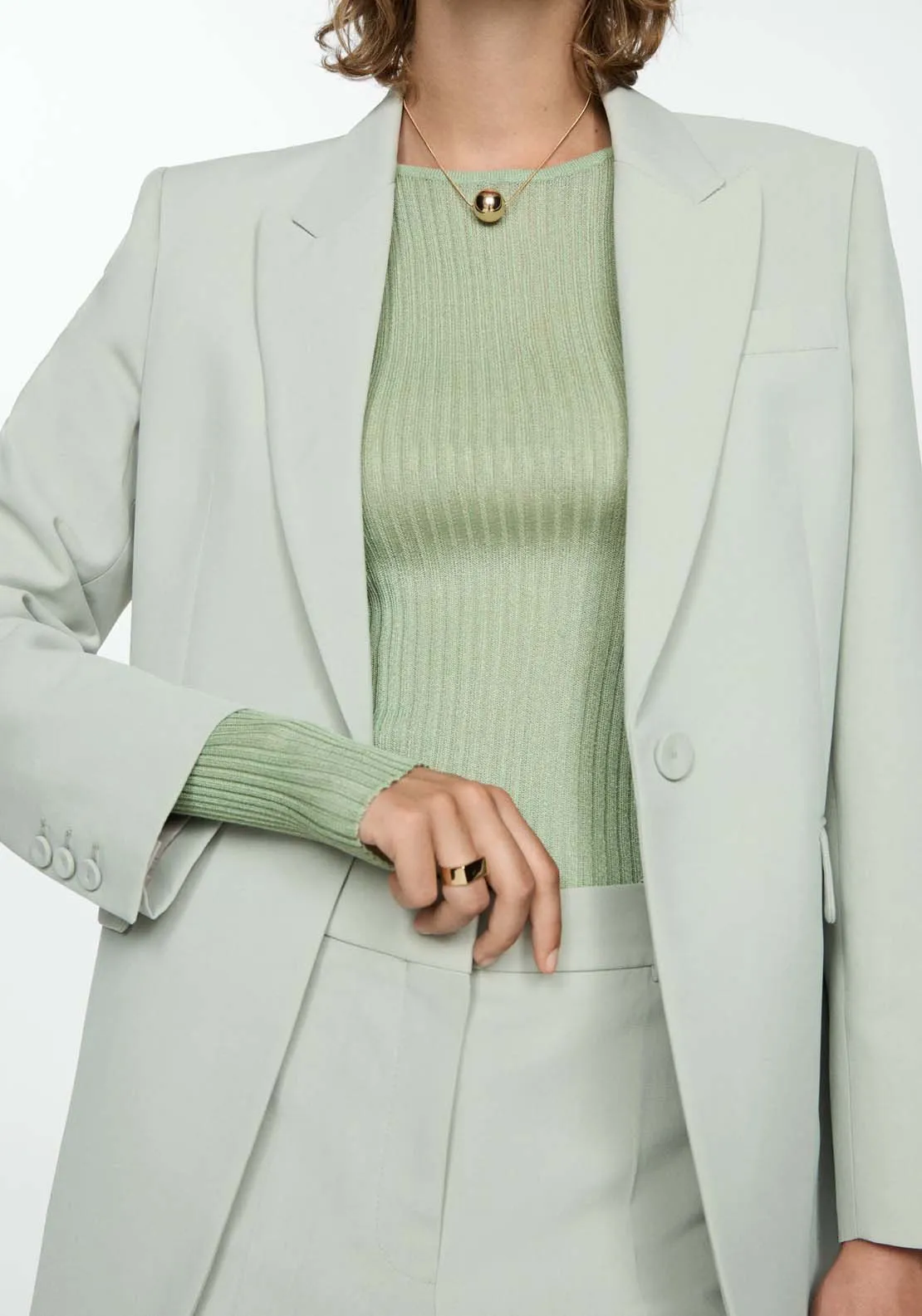 Fine ribbed knit sweater - Light/pastel Green