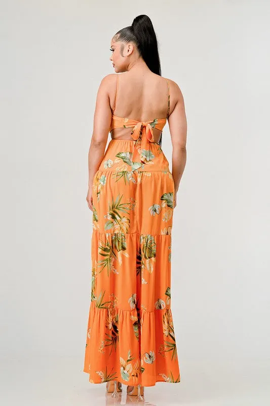 Floral Back Tie Maxi Dress