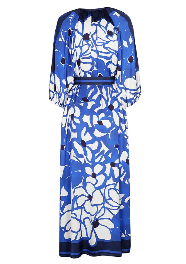 FLORAL PRINT RAGLAN SLEEVE MIDI DRESS