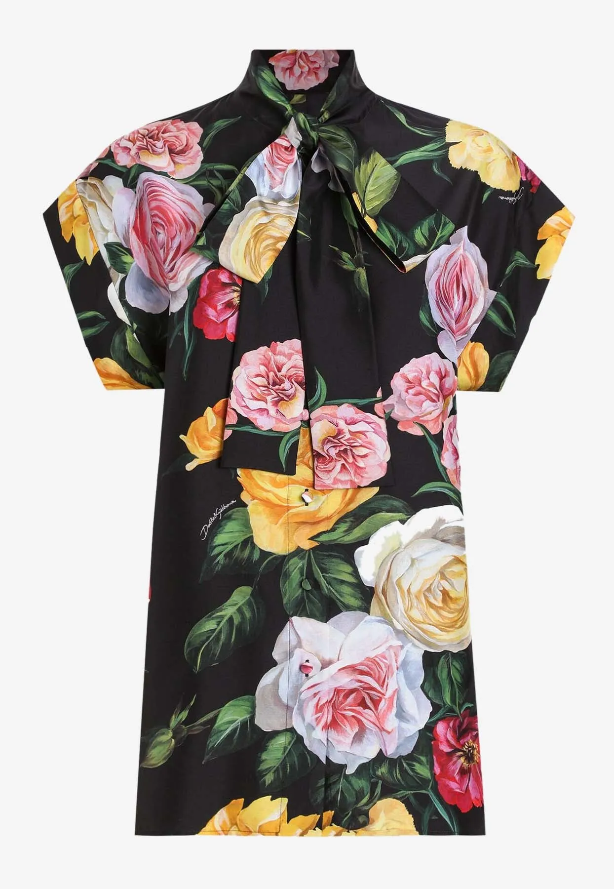Floral Print Silk Habotai Shirt