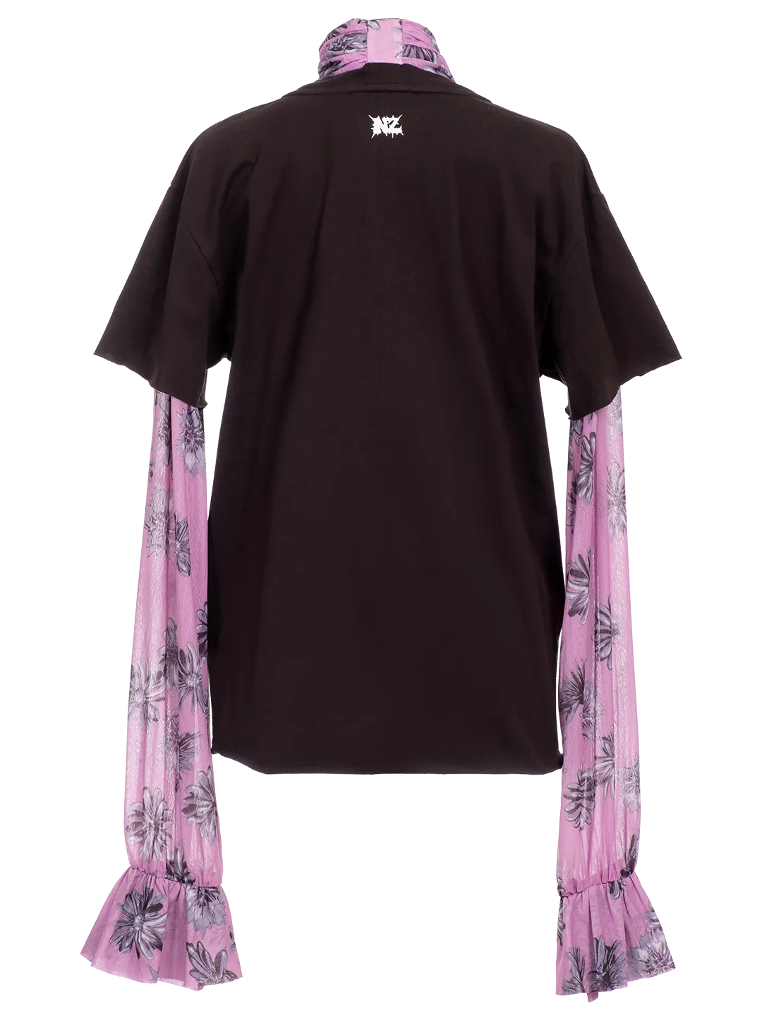 Floral Print T-Shirt Pussy Bow Blouse