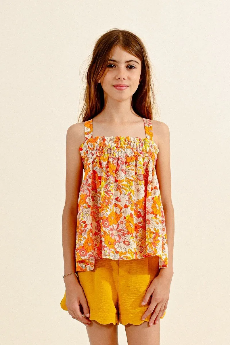 FLORAL SHIRT, FRONT BOW TO TIE