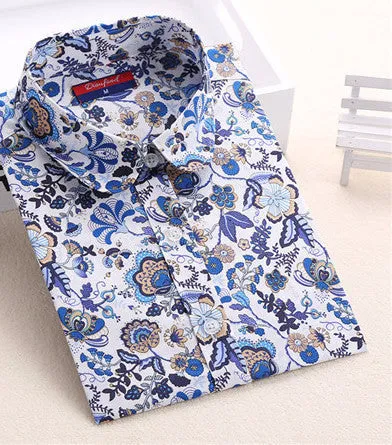Floral Women Blouses Polka Dot Blouse Long Sleeve Shirt Women Cotton Ladies Tops