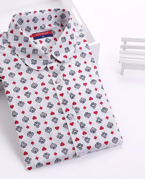Floral Women Blouses Polka Dot Blouse Long Sleeve Shirt Women Cotton Ladies Tops