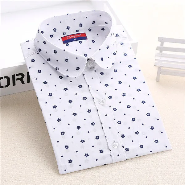 Floral Women Blouses Polka Dot Blouse Long Sleeve Shirt Women Cotton Ladies Tops
