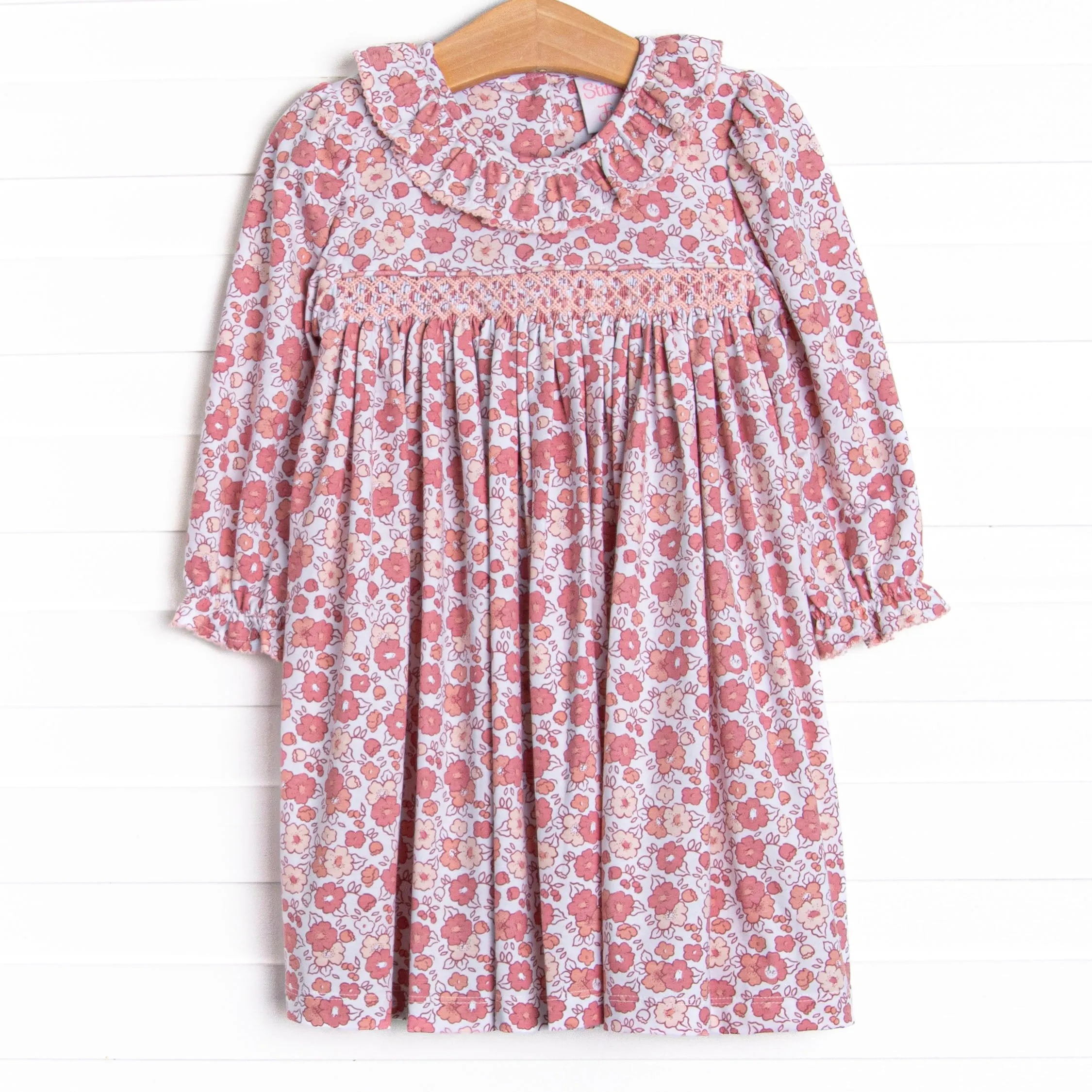 Florals of Fall Smocked Dress, Brown