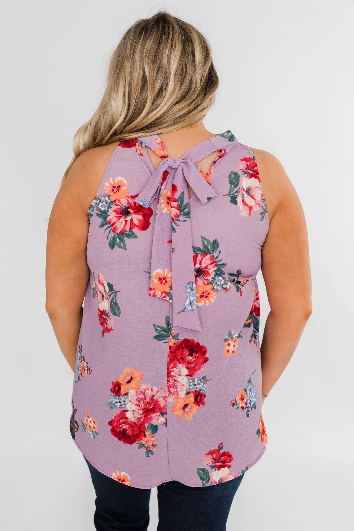 Flourish in Floral Halter Tank Top- Orchid