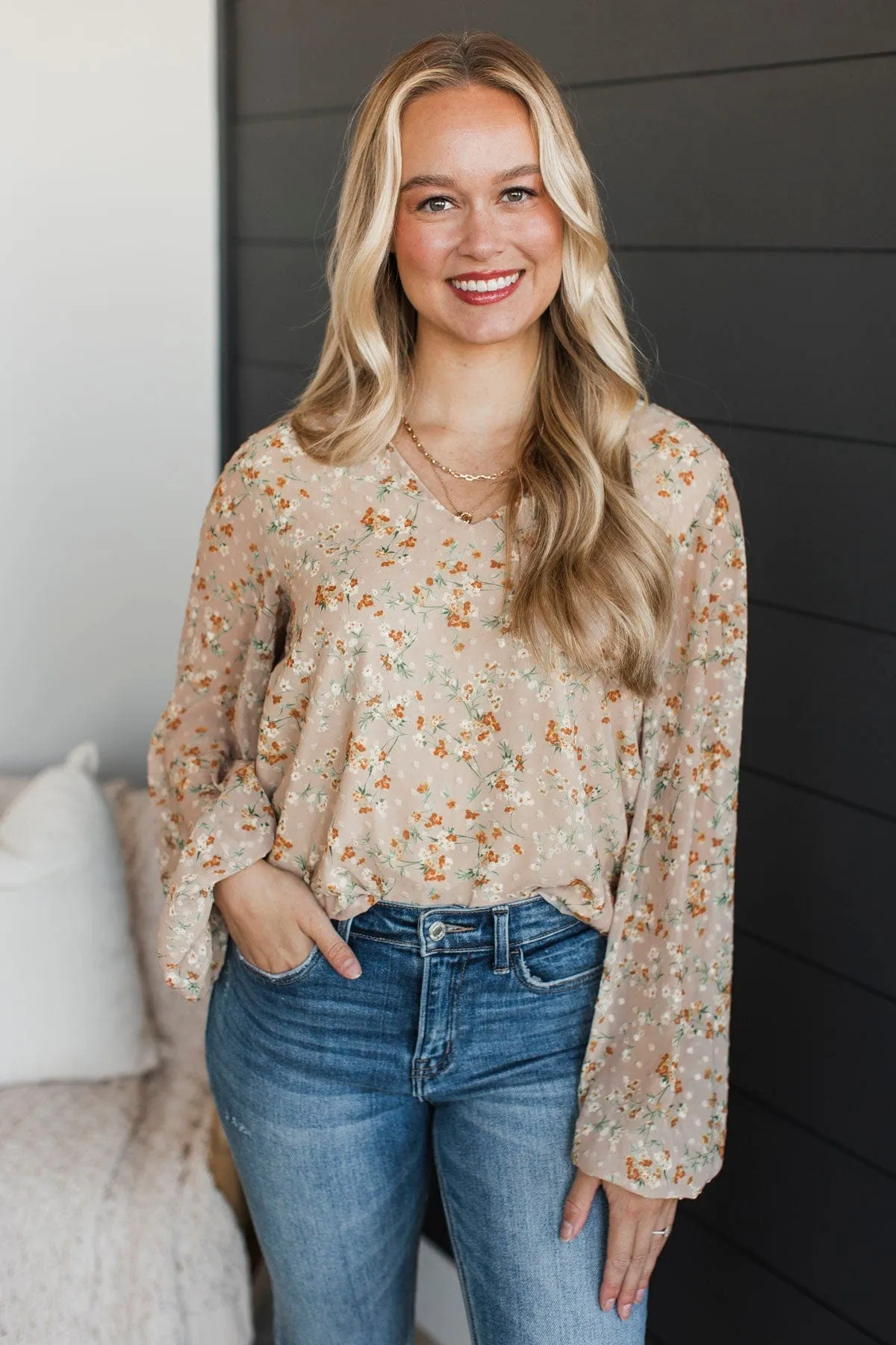 Forever Optimistic Floral Top- Beige