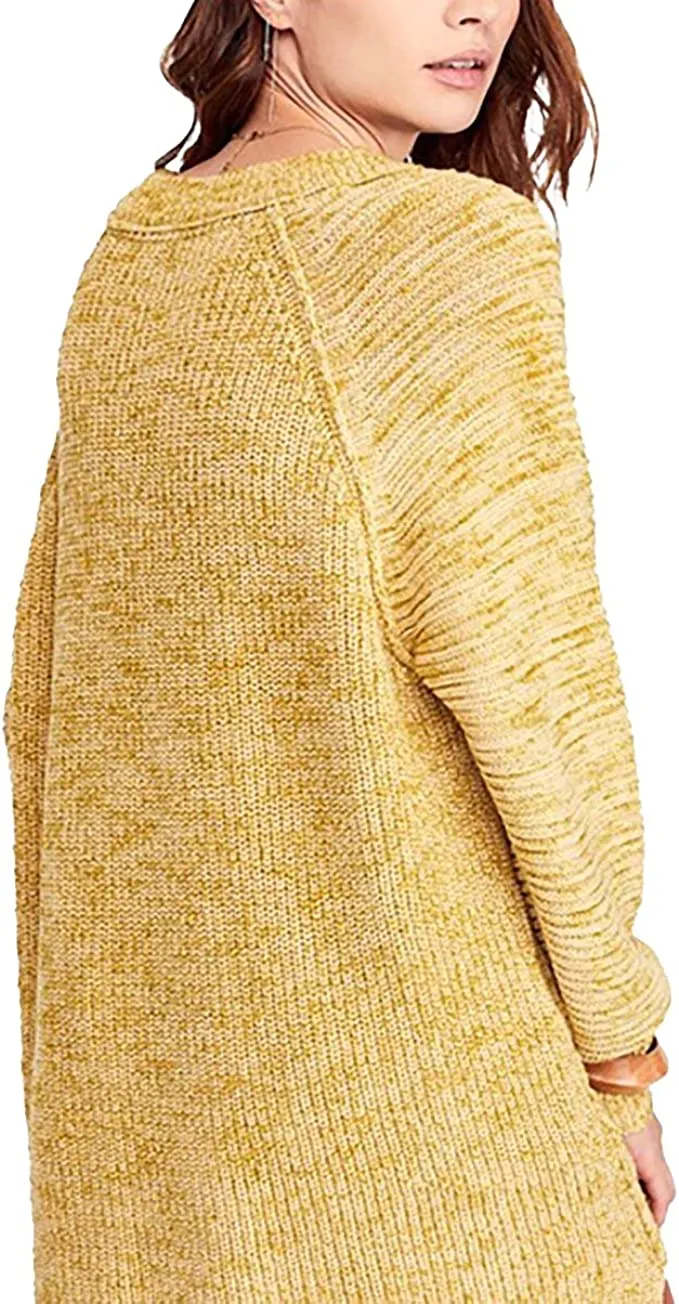 Free People Womens Scoop Pullover Sweater, Yellow, Small